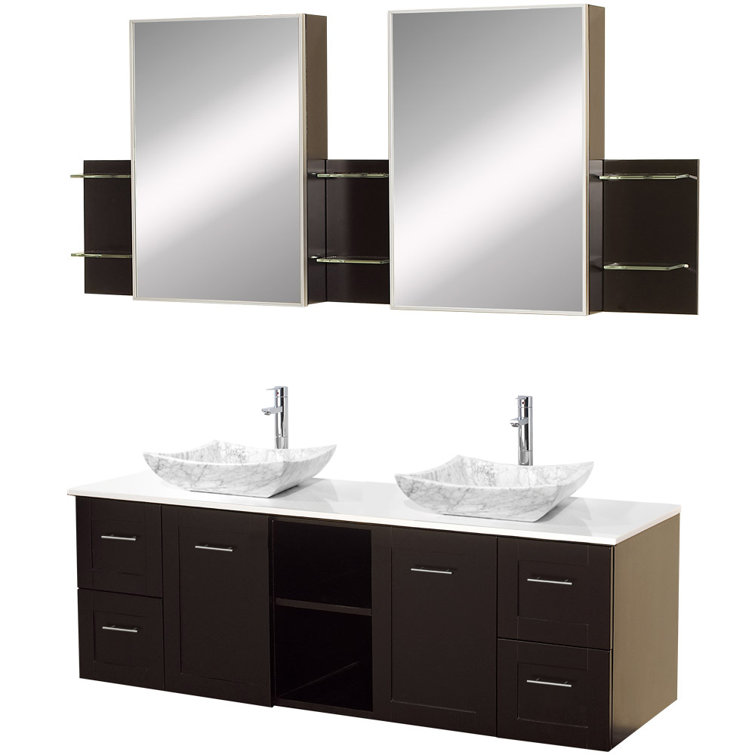Wyndham Collection Avara 60" WallMounted Double Bathroom Vanity Set